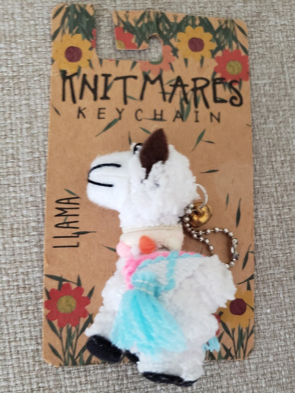 Plush Llama Keychain - White with Blue Accent